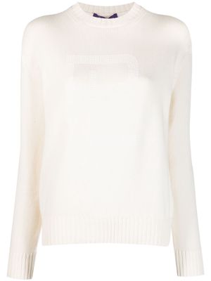 Ralph Lauren Collection logo-embellished long-sleeve jumper - White
