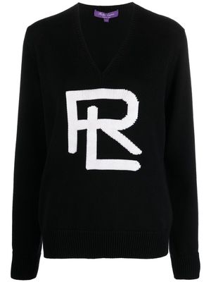 Ralph Lauren Collection logo-knit V-neck jumper - Black