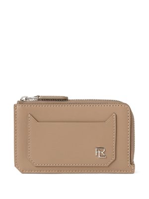Ralph Lauren Collection logo-plaque zipped leather cardholder - Brown