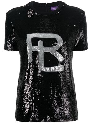 Ralph Lauren Collection logo sequin T-shirt - Black