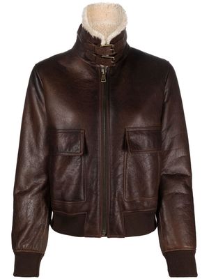 Ralph Lauren Collection Niketa shearling-lined leather jacket - Brown