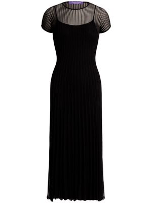 Ralph Lauren Collection pleated cap-sleeves midi dress - Black
