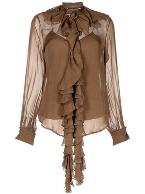 Ralph Lauren Collection ruffle-front blouse - Brown