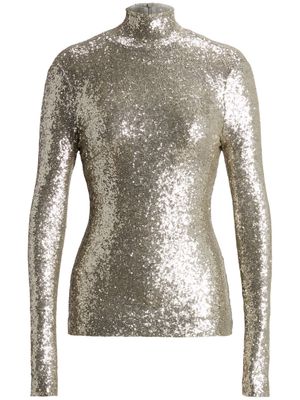 Ralph Lauren Collection sequin-embellished high-neck T-shirt - Silver
