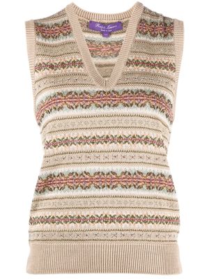 Ralph Lauren Collection stripe-print sleeves knitted vest - Brown