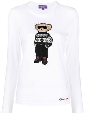 Ralph Lauren Collection teddy bear-print long-sleeved T-shirt - White