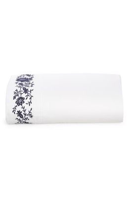 Ralph Lauren Eloise Embroidered 624 Thread Count Organic Cotton Flat Sheet in Polo Navy at Nordstrom, Size Queen