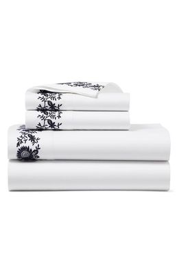 Ralph Lauren Eloise Embroidered 624 Thread Count Organic Cotton Sheet Set in Polo Navy