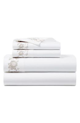 Ralph Lauren Eloise Embroidered 624 Thread Count Organic Cotton Sheet Set in True Platinum