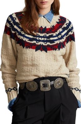 Ralph Lauren Fair Isle Wool Blend Sweater in Cream Multi