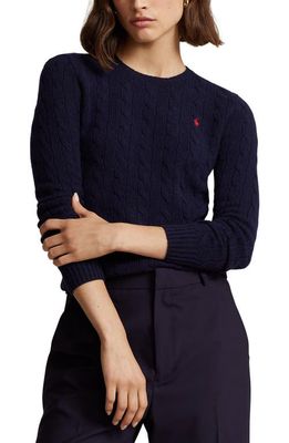 Ralph Lauren Julianna Wool & Cashmere Cable Stitch Sweater in Hunter Navy