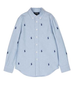 Ralph Lauren Kids all-over pony-motif shirt - Blue
