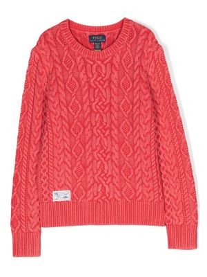 Ralph Lauren Kids Aran cable-knit jumper - Red