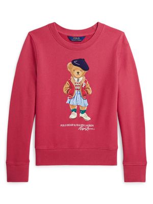 Ralph Lauren Kids bear-print cotton sweatshirt - Pink