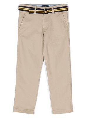 Ralph Lauren Kids belted slim chino trousers - Neutrals