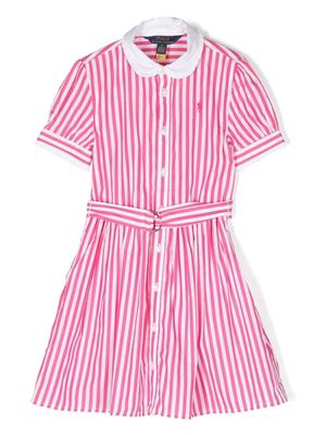 Ralph Lauren Kids belted striped poplin shirtdress - Pink