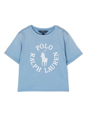 Ralph Lauren Kids Big Pony-print cotton T-shirt - Blue