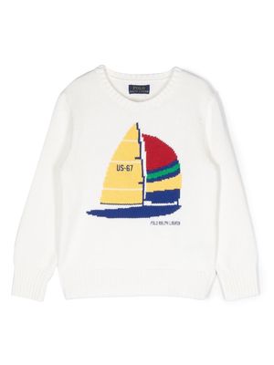 Ralph Lauren Kids boat-motif jumper - White