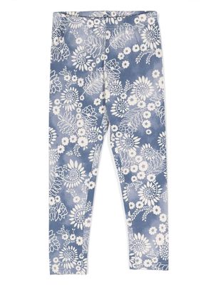 Ralph Lauren Kids botanical-print stretch-cotton leggings - Blue