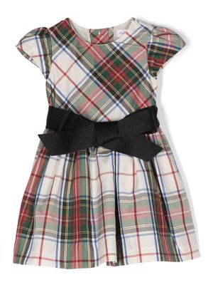 Ralph Lauren Kids bow-detailed checked dress set - Neutrals