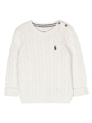 Ralph Lauren Kids cable-knit cotton jumper - White