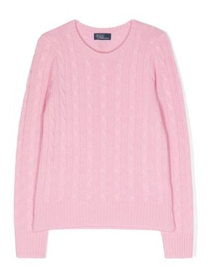 Ralph Lauren Kids cable-knit crewneck jumper - Pink