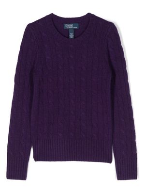 Ralph Lauren Kids cable-knit crewneck jumper - Purple