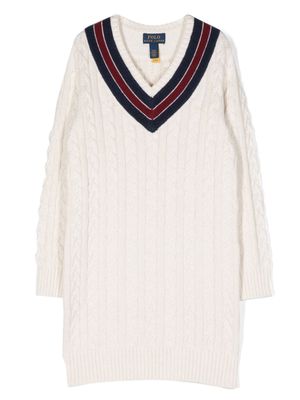 Ralph Lauren Kids cable-knit wool long-sleeve dress - Neutrals