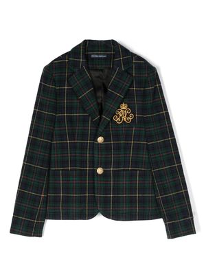 Ralph Lauren Kids check-pattern long-sleeved blazer - Green