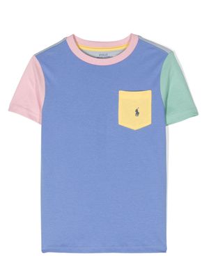 Ralph Lauren Kids colour-block cotton T-shirt - Blue