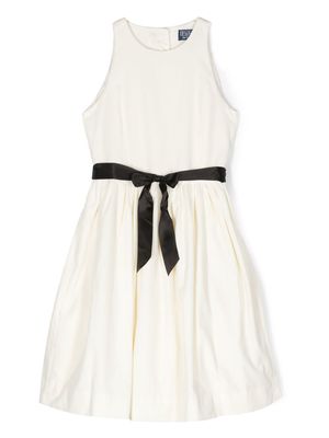 Ralph Lauren Kids cotton bow-detail dress - Neutrals