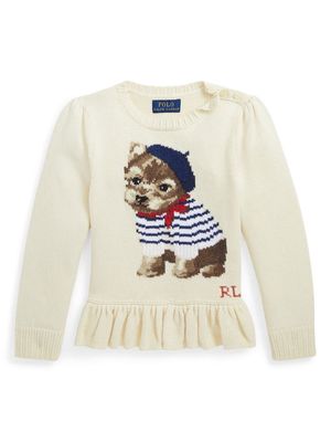 Ralph Lauren Kids dog-intarsia jumper - Neutrals