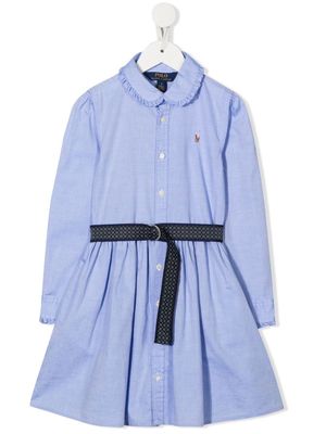 Ralph Lauren Kids embroidered-logo dress - Blue