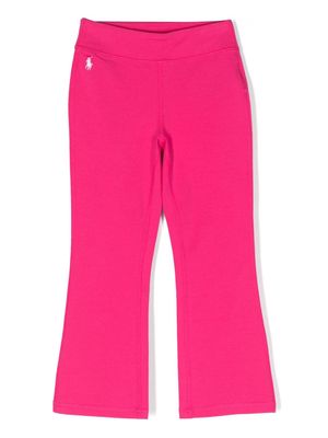 Ralph Lauren Kids embroidered-logo flared leggings - Pink