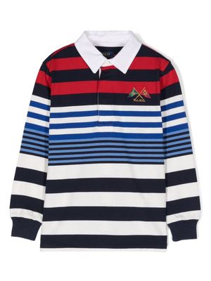 Ralph Lauren Kids embroidered-logo striped polo shirt - Blue