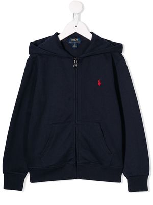 Ralph Lauren Kids embroidered logo zip-up hoodie - Blue