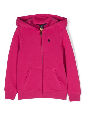 Ralph Lauren Kids embroidered-logo zip-up hoodie - Pink