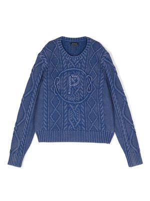 Ralph Lauren Kids embroidered-monogram pullover - Blue