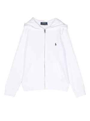 Ralph Lauren Kids embroidered-pony detail hoodie - White