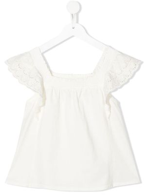 Ralph Lauren Kids embroidered-sleeve blouse - White