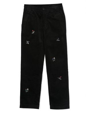 Ralph Lauren Kids embroidered straight-leg trousers - Black