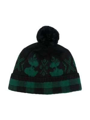 Ralph Lauren Kids fair-isle intarsia-knit pompom beanie - Green