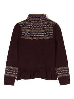 Ralph Lauren Kids fair isle-intarsia mock-neck jumper - Red