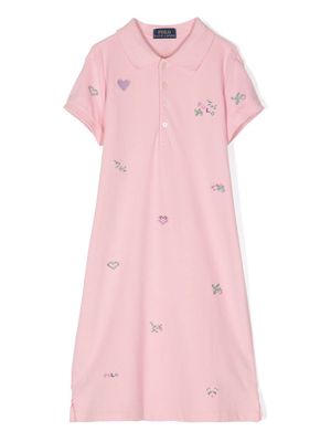 Ralph Lauren Kids floral-embroidered cotton dress - Pink