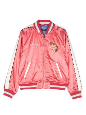 Ralph Lauren Kids floral-embroidered satin bomber jacket - Pink