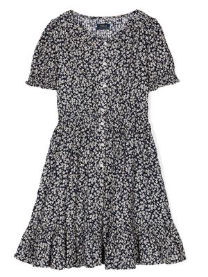 Ralph Lauren Kids floral print button-up dress - Blue