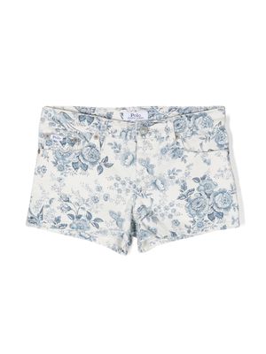 Ralph Lauren Kids floral-print denim shorts - White