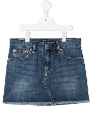 Ralph Lauren Kids frayed-edge denim skirt - Blue