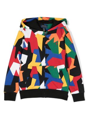 Ralph Lauren Kids geometric-print zip-up hoodie - Blue