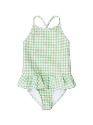 Ralph Lauren Kids gingham-print ruffled swimsuit - Green